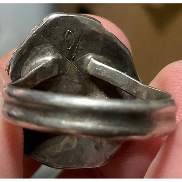 Ring Green Turquoise Silver Size 6.5 Native American Artisan Vintage Handmade - Picture 10 of 12